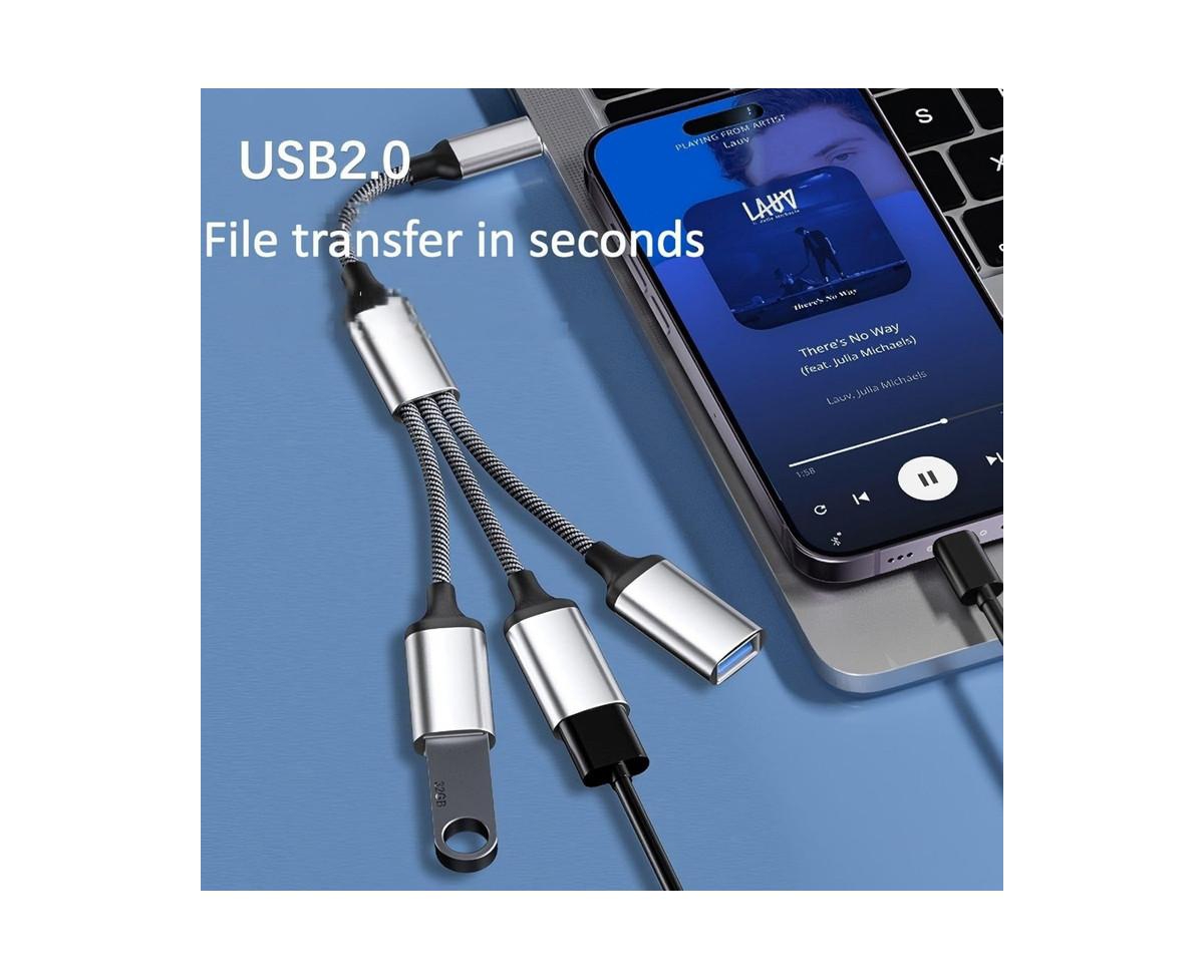Risokeys 1-to-3 Usb 2.0 Splitter, Otg Function, Plug & Play Multi-Port Adapter for Car/Laptop/PS5, Ideal for Gamers, Car Owners