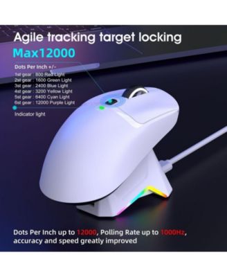 Tri-Mode Wireless Gaming Mouse, Lightweight, 12000 DPI Adjustable, Magnetic RGB Charging Dock, BT5.3+2.4G+Wired, for PC, Laptop, Mac