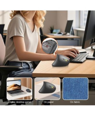 Ergonomic Vertical Wireless Mouse, Dual Mode (Bluetooth 5.4 + 2.4G),Silent Click,3 DPI Levels, for Office/Gaming,for Laptop/PC/Mac