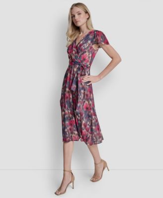 Women's Flutter Short-Sleeve Midi Dress