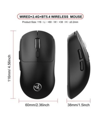 Tri-Mode Wireless Gaming Mouse, 6400 DPI Adjustable, 72g Lightweight, USB-C Rechargeable, 500mAh Battery, Compatible with PC, Laptop, Mac