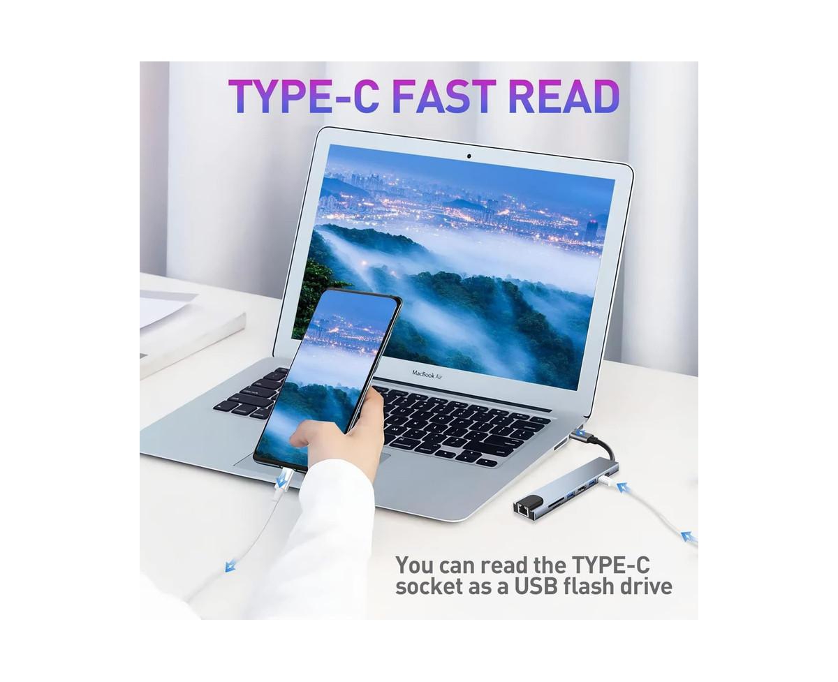 Risokeys 8-in-1 Usb-c Hub, 100W Pd Charging & Superfast Data Transfer | Ideal for Home Office, Travel, Presentations