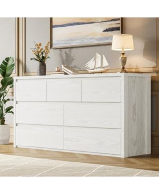 7 Drawer Dresser for Bedroom, Wide Modern Chest of Drawers, Large Wood Dresser Wooden Storage Organizer for Living Room