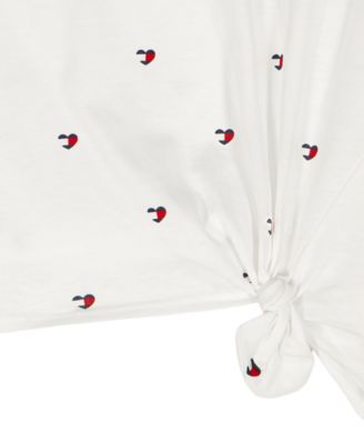 Girls' 7-16 Allover Heart Print Short-Sleeve T-Shirt