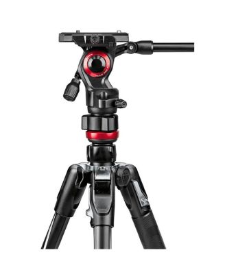 Befree Live 4-Section Aluminum Compact Travel Video Tripod with Fluid Head, Black/Silver