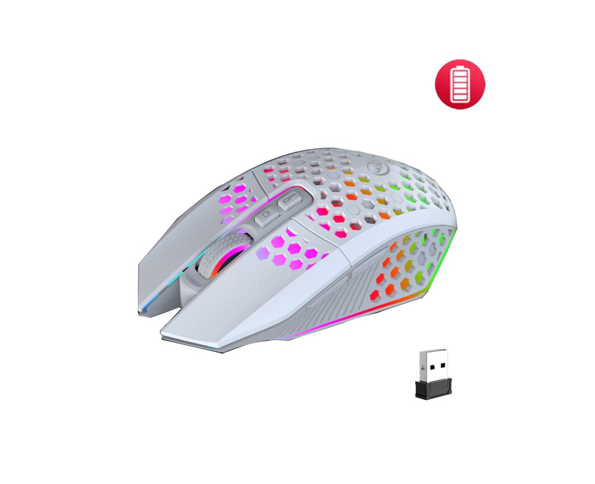 Risokeys 2.4G Wireless Rechargeable Gaming Mouse, Honeycomb Hollow Design, Rgb Backlight, 3-Speed Dpi,Silent Click,for Gamers,Office Workers