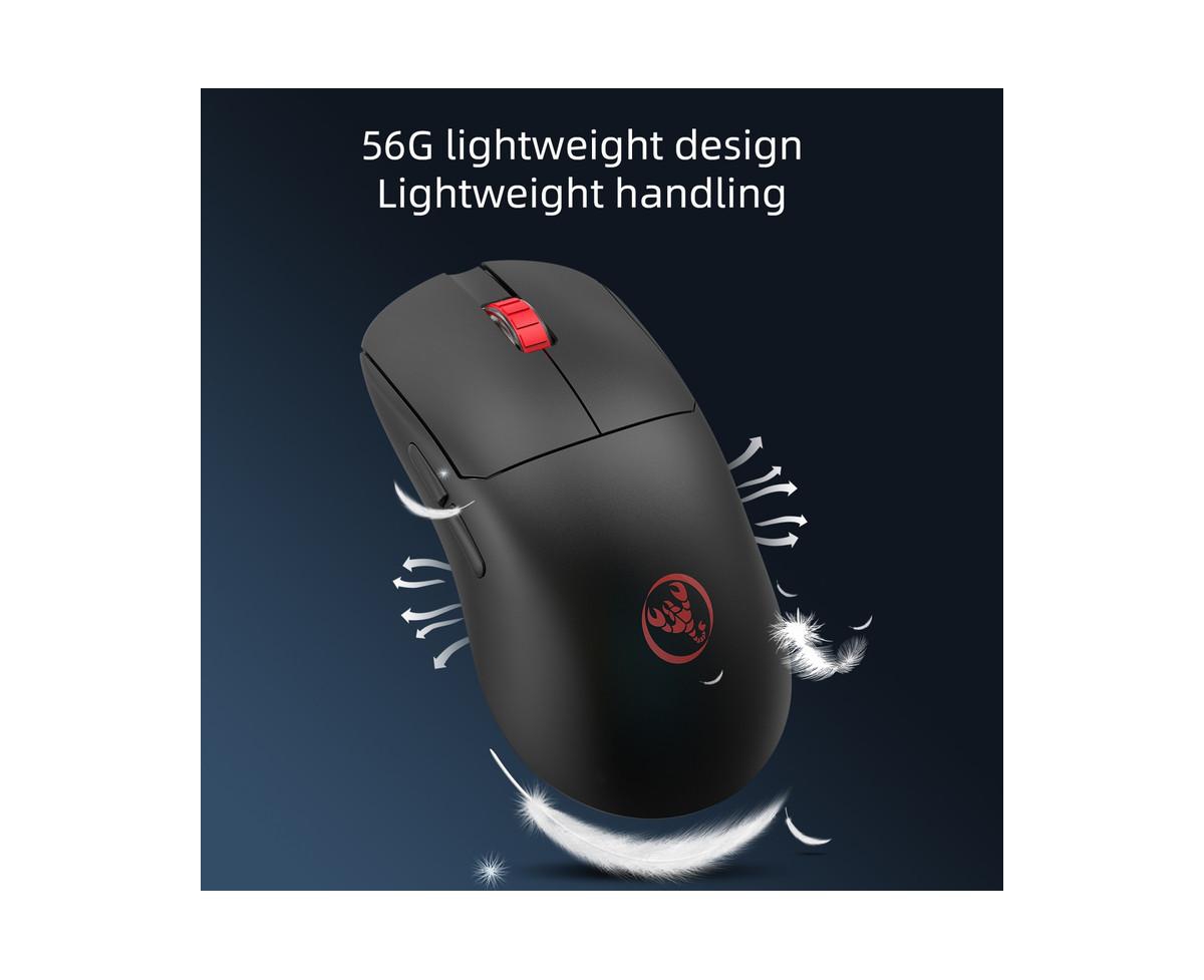 Risokeys Dual-Mode Wireless Gaming Mouse, Lightweight, 10000 Dpi Adjustable, 2.4G+Wired, Rechargeable, for Pc, Laptop, Mac,for Gamers, Office Workers