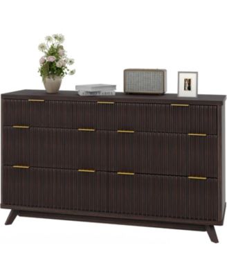Fluted 7 Drawers Dresser for Bedroom, 54" Wide Modern Chest of Drawers, Curved Profile Design, Large Wood Storage Cabinet Organizer