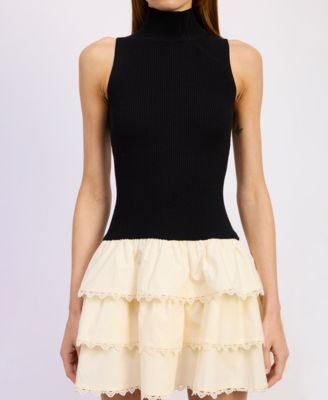 Women's Piper Mixed Media Mock-Neck Romper