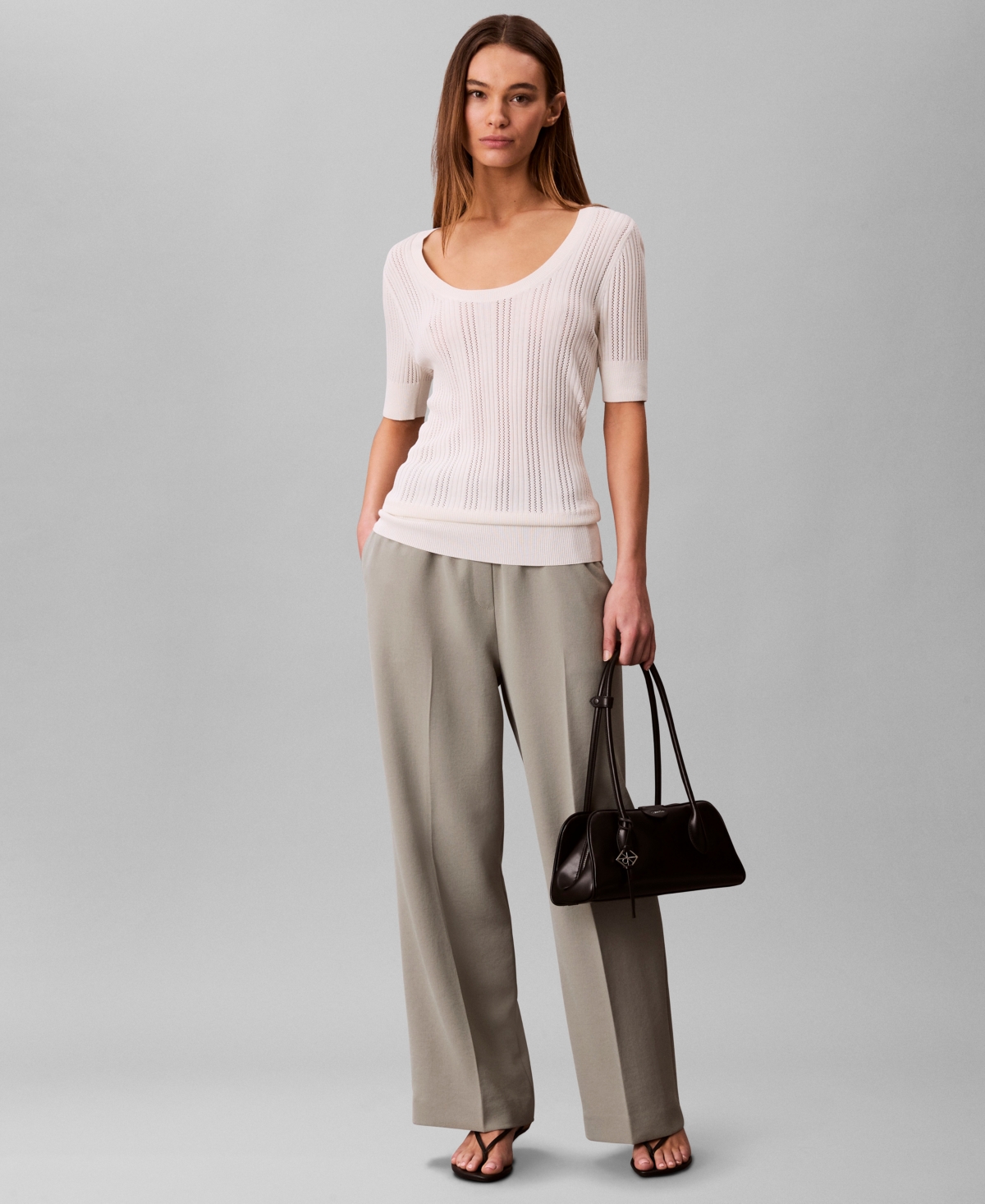 Calvin Klein Women's Gauge Short-Sleeve Sweater