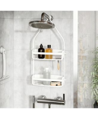 Plastic Shower Organizer with 2 Shelves for Storage and Draining