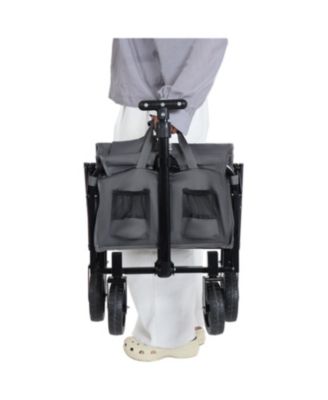 Expandable Dual-Layer Storage Wagon Utility Carts w/ 225LBS Capacity, 360° All-Terrain Wheels