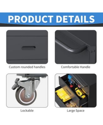 Rolling Metal Storage Cabinet with Wheels - 3-Drawer Garage & Workshop Organizer for Tools & Supplies