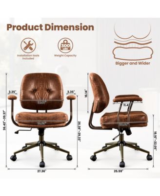 Ergonomic Mid Back Swivel Office Chair, Extra Wide Comfy Desk Chair with Lumbar Support, Height Adjustable Home Office Task Chair