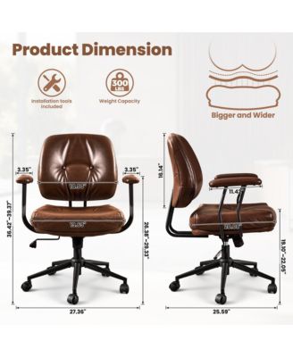 Ergonomic Mid Back Swivel Office Chair, Extra Wide Comfy Desk Chair with Lumbar Support, Height Adjustable Home Office Task Chair