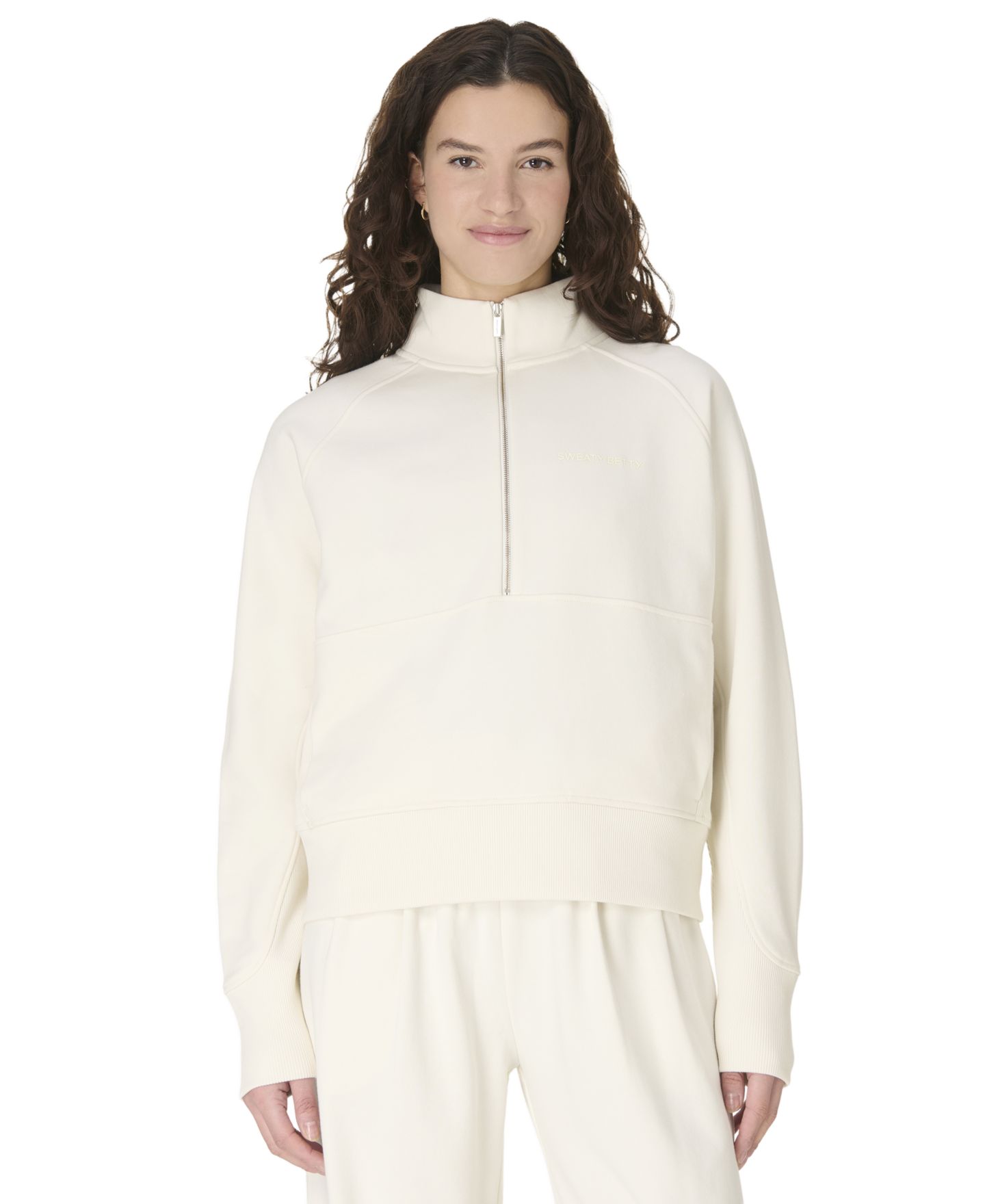 Женское худи Sweaty Betty Revive Rib-Mix Funnel Neck, цвет: Белый — фото 1