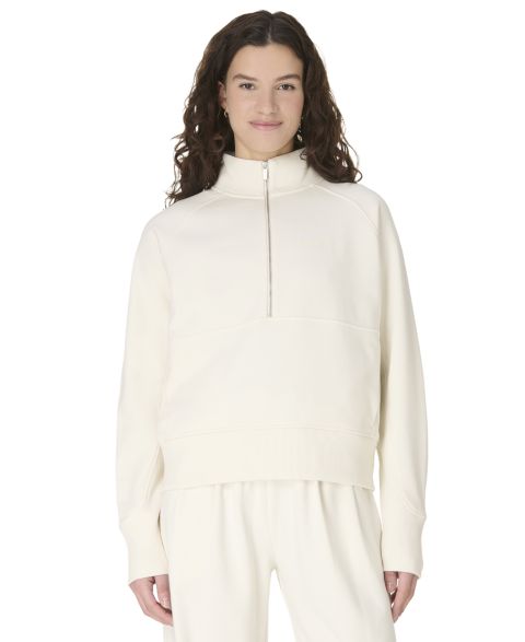 Женское худи Sweaty Betty Revive Rib-Mix Funnel Neck, цвет: Белый