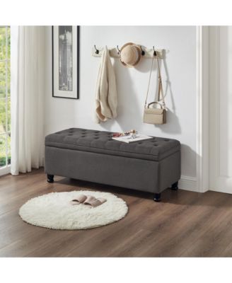 Linen Storage with Wooden Legs Bed Bench