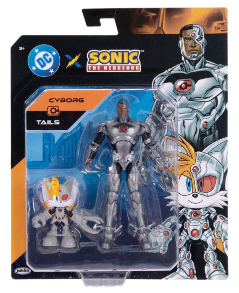 Детские фигурки DC x Sonic Tails as Cyborg and Cyborg Action Figures, 2-Piece Set, Ages 3+