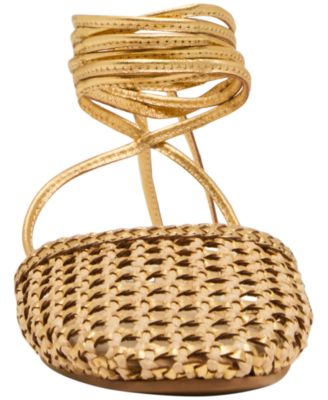 Women's Flutter Woven Leg-Wrap Round Toe Flats