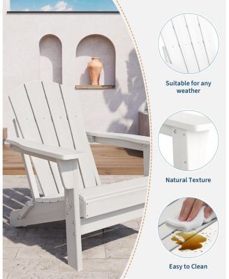 Folding Adirondack Chair, HDPE Outdoor All-Weather Fire Pit Chairs, Outdoor Wooden Lounge Chair