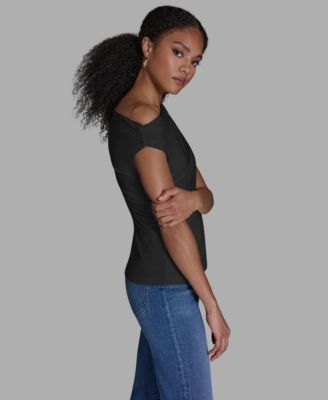 Women's Sleeveless Ruched Boat Neck Top