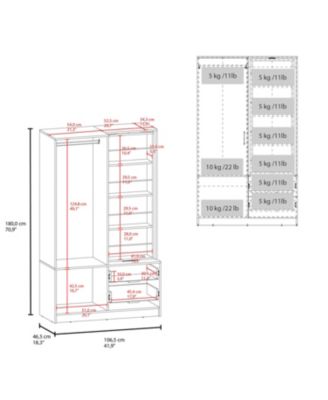 Thatcher Armoire- wardrobe, shoe storage and 2 - drawer, White