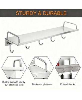 Stainless Steel Wall-Mounted Spice Rack with 6 Hooks