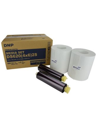 2x 4x6" Dye Sub Media for DS620A Printer, 400 Prints Per Roll, 2 Piece