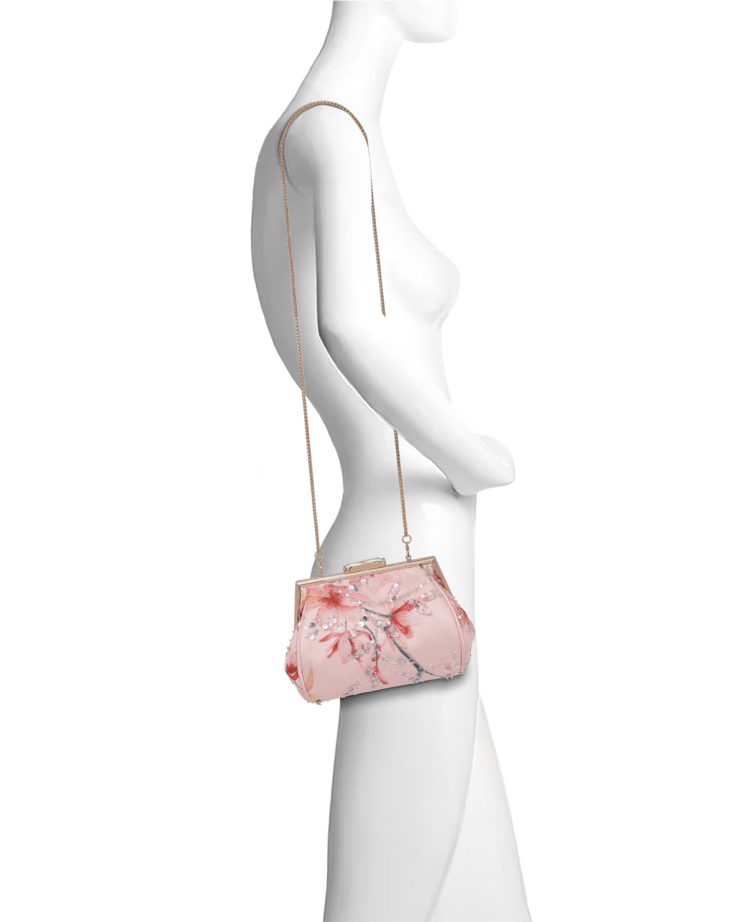 Woman's Flora Floral Embroidered and Sequin Signature Pouch Clutch