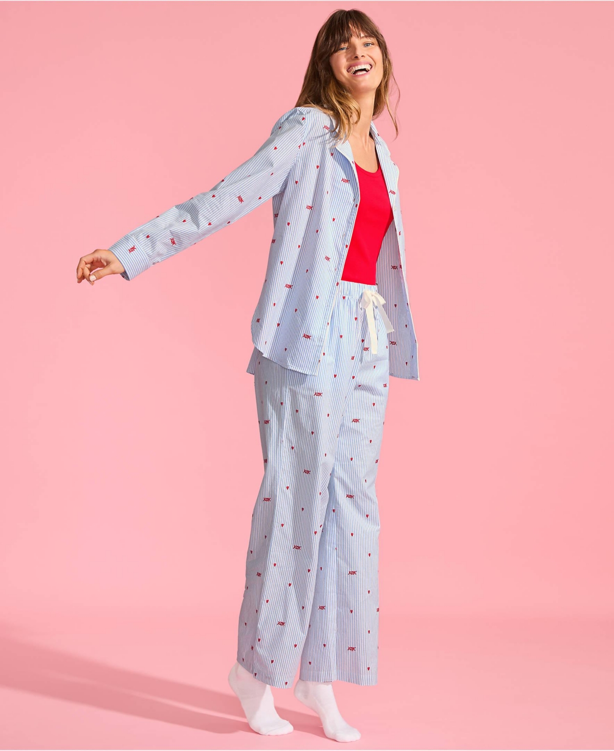 Lands' End Women's Poplin Wide Leg Sleep Pants