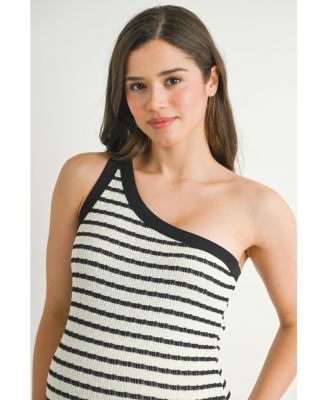 Maternity One-Shoulder Striped Bodycon Dress