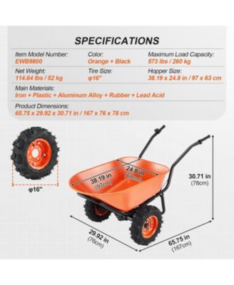 Heavy-Duty Electric Wheelbarrow with 7 Cu.Ft Capacity & Dual Wheels