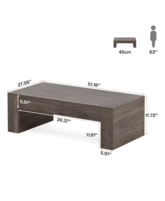 51-Inch Rectangular Coffee Table for Living Room, Farmhouse Accent Center Cocktail Tea Table with Sturdy Base, Vintage Tea Furniture