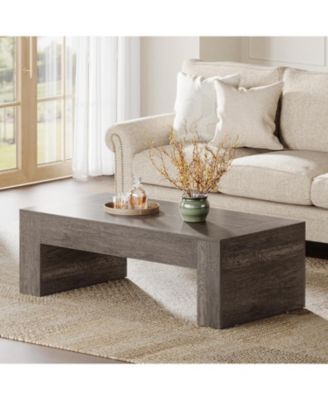 51-Inch Rectangular Coffee Table for Living Room, Farmhouse Accent Center Cocktail Tea Table with Sturdy Base, Vintage Tea Furniture