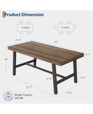 Kitchen Table Industrial Dining Table for 4-6 People  Long Wooden Kitchen Table