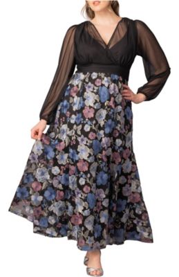 macy's black floral embroidered dress Donna Karan Women's 3D Floral Embroidered Midi Dress - Black