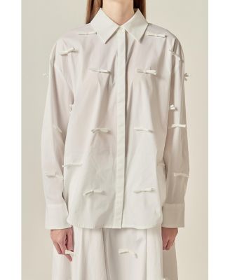 Women's Bow Detailed Drop Shoulder Shirt
