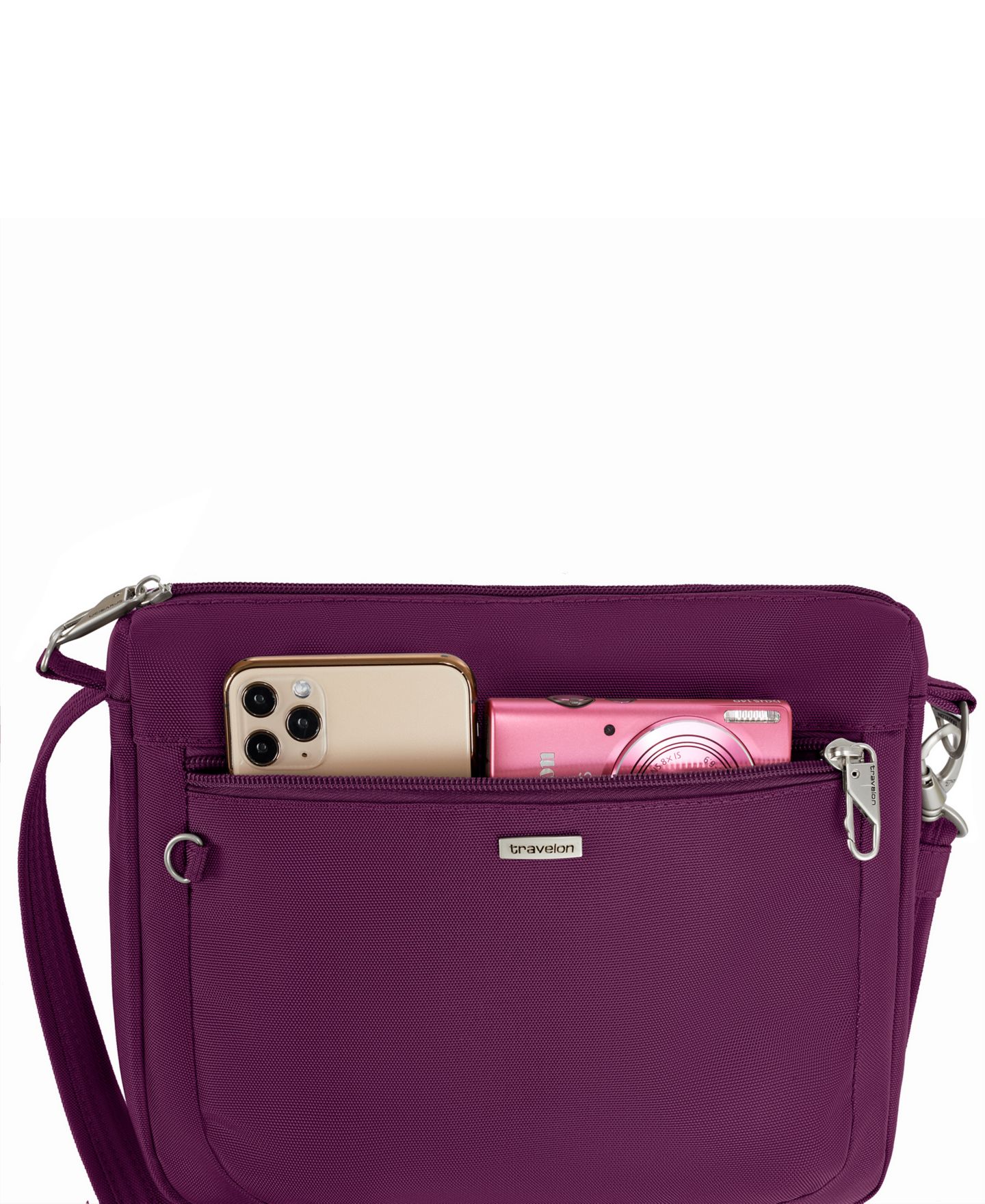 Сумка Travelon Anti-Theft Classic Small East or West Crossbody, цвет: Бордовый — фото 14
