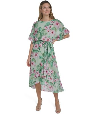 Women's Ruffle-Sleeve Printed Dress