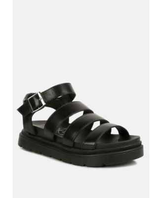 Womens Belcher Faux Leather Gladiator Sandals