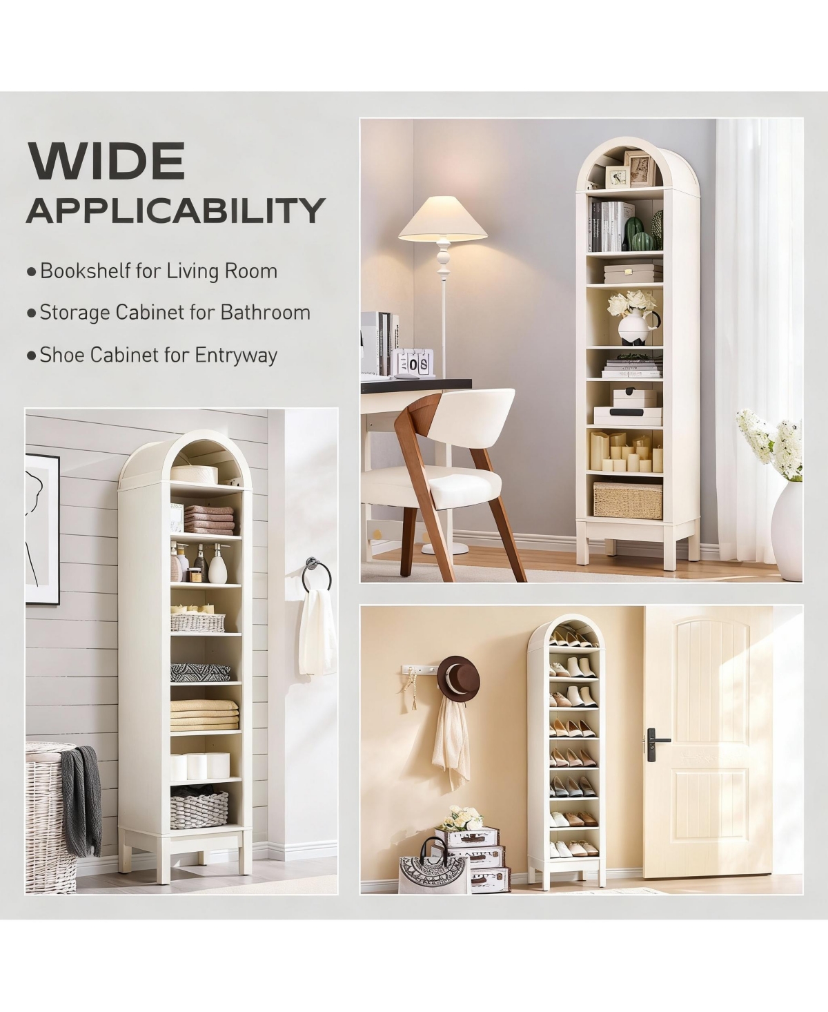Yigii Space-Saving Tall Arched Book Shelves with Adjustable for Home