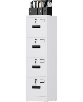 Heavy Duty Steel File Cabinet with 4 Lockable Drawers – Vertical Organizer for A4/Letter/Legal Documents – Independent Locks