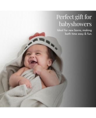 Baby 6-Piece Gift Set – Hooded Towel & 5 Wash Cloths (Newborn Bath Set, Themed Prints)