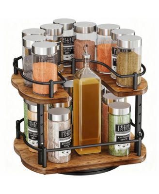 YIGII Adjustable Spice Rack for Cabinet,Sturdy Wood & Metal, Easy Assembly