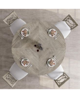 47" Round Dining Table Set for 4 to 6, Farmhouse Kitchen Table with Wooden Top and Pedestal Base, Circle Dinner Table