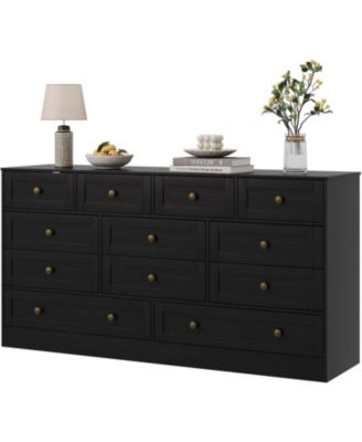 slim fit dress slacks Black Dresser with Wood Top (Delivery Available)  VillelasCo Furniture