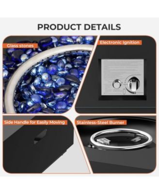 28" Square Propane Fire Pit Table, 40,000 BTU with Cover