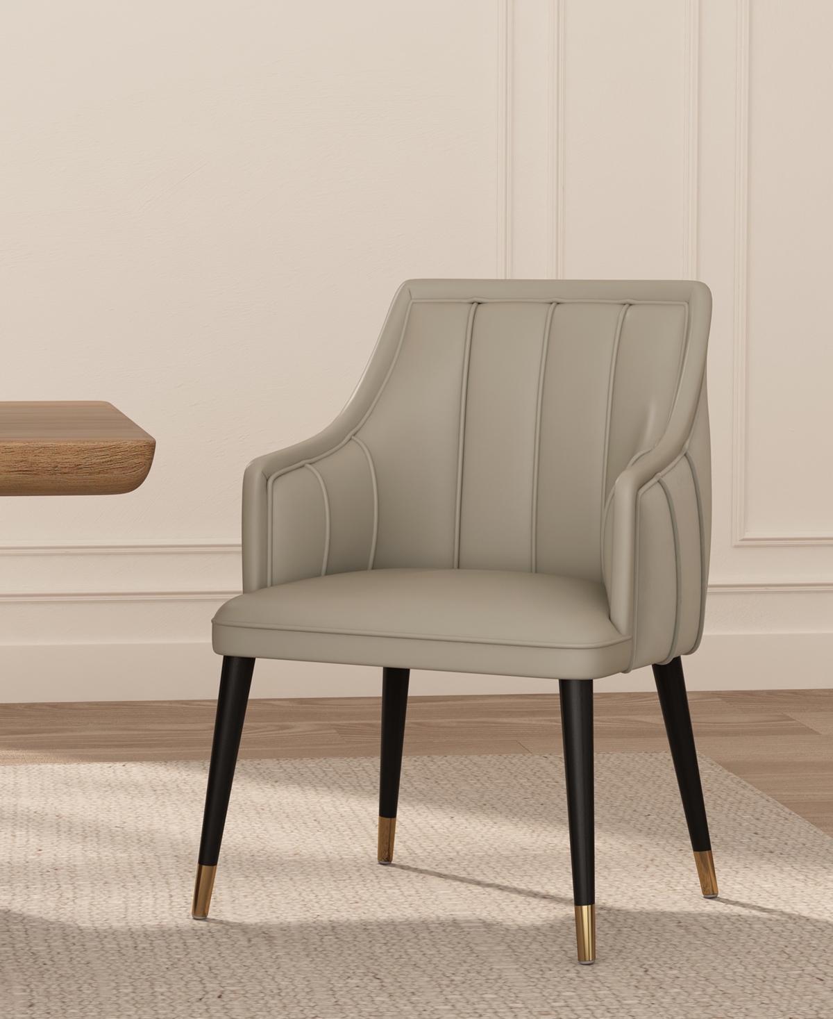 Eda 37.4" Wood Upholstered Dining Armchair