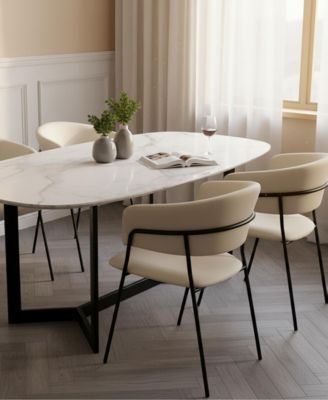 Slate Faux Leather Upholstered Dining Armchair, Set of 2